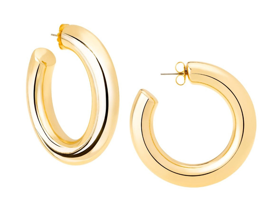 Large High Polish Gold Hoop Earrings