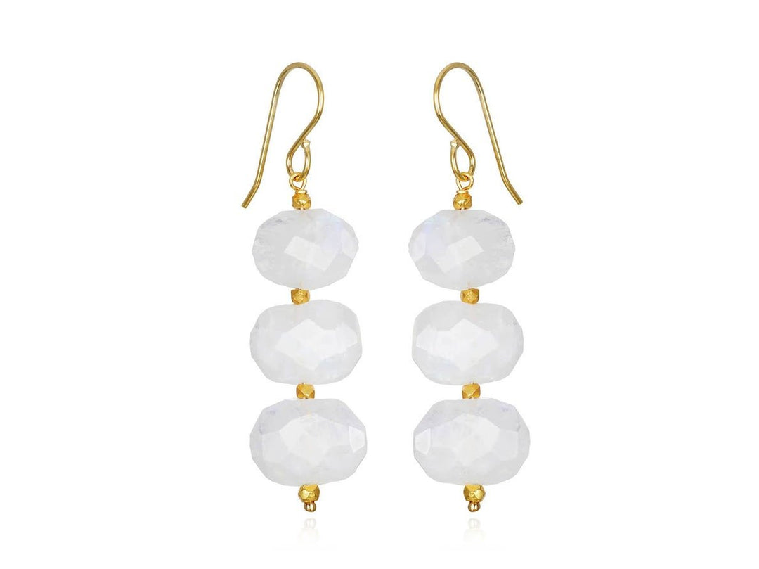 Faceted Rainbow Moonstone Drop Earrings