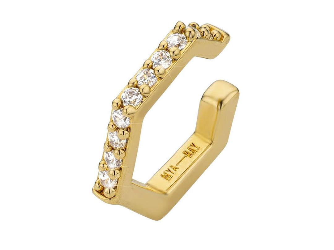 Gold Hexagonal Earcuff with CZs