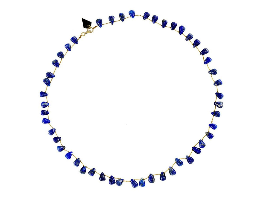 Teardrop Lapis Beaded Necklace