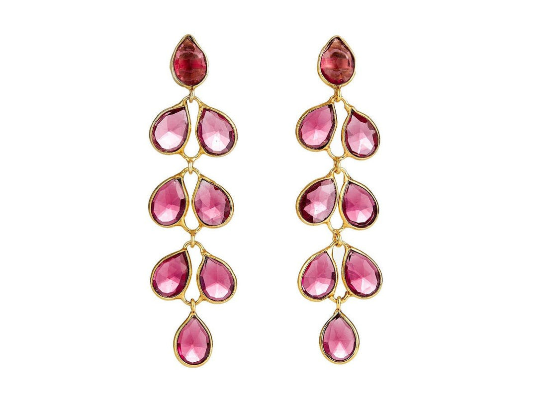 Pink Quartz Feather Drop Earrings