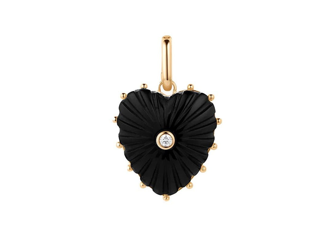 Onyx Heart Charm with CZ and Push Clip