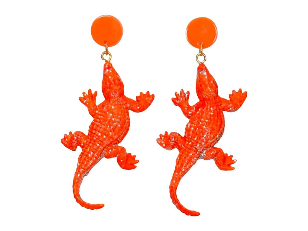 Orange Alligator Earrings