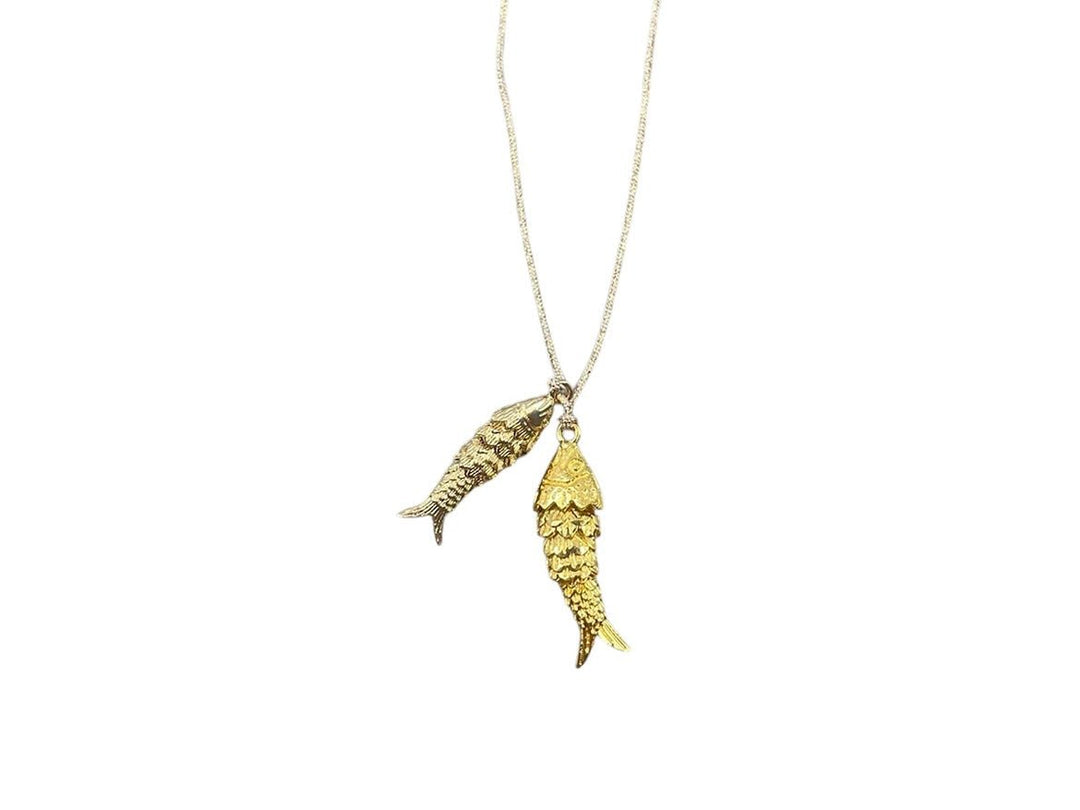 Two Gold Articulated Fish Necklace