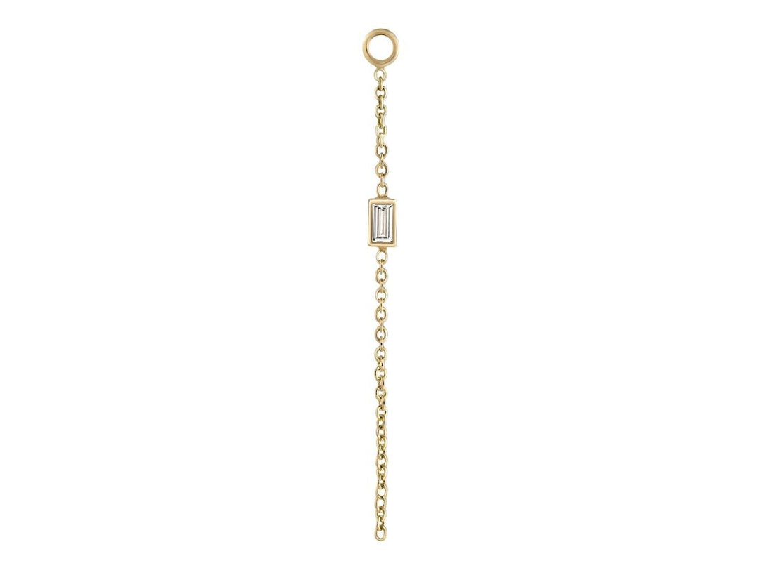 9k and Baguette White Diamond Chain Ear Charm
