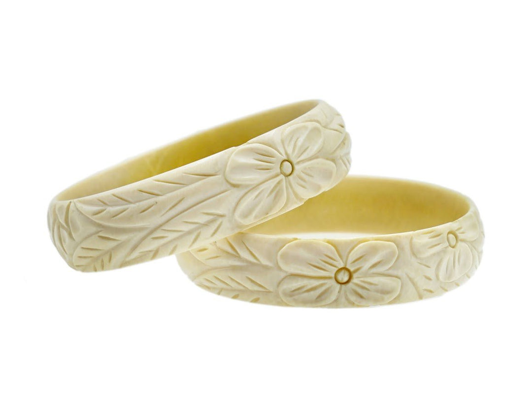Pair of Victorian Carved Bone Bangles