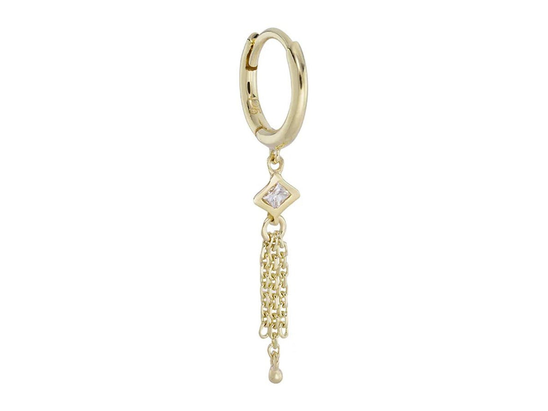 9k Huggie Hoop with Diamond and Chains