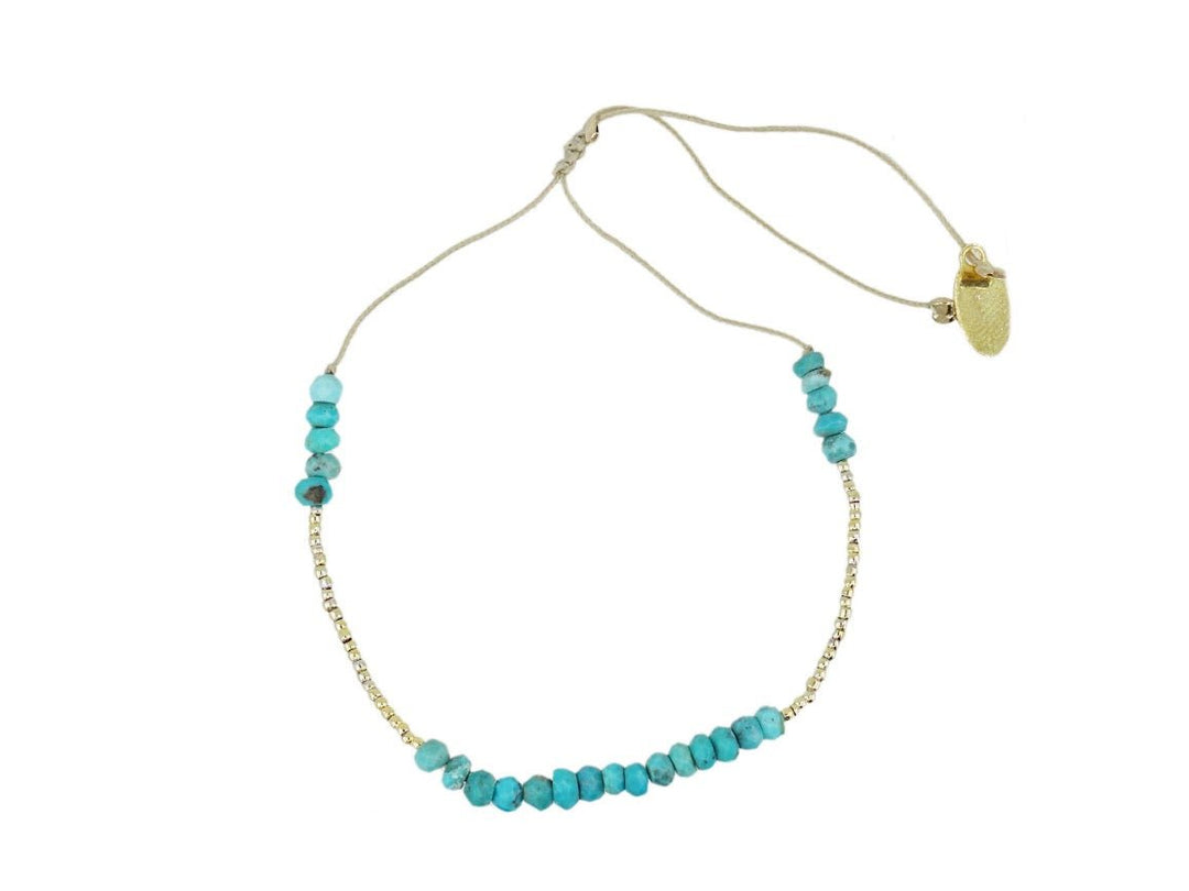 Beaded Turquoise and Gold Bead Bracelet