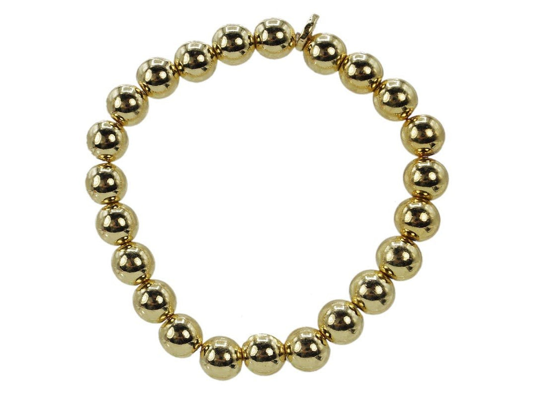 Gold 8mm Beaded Stretch Bracelet