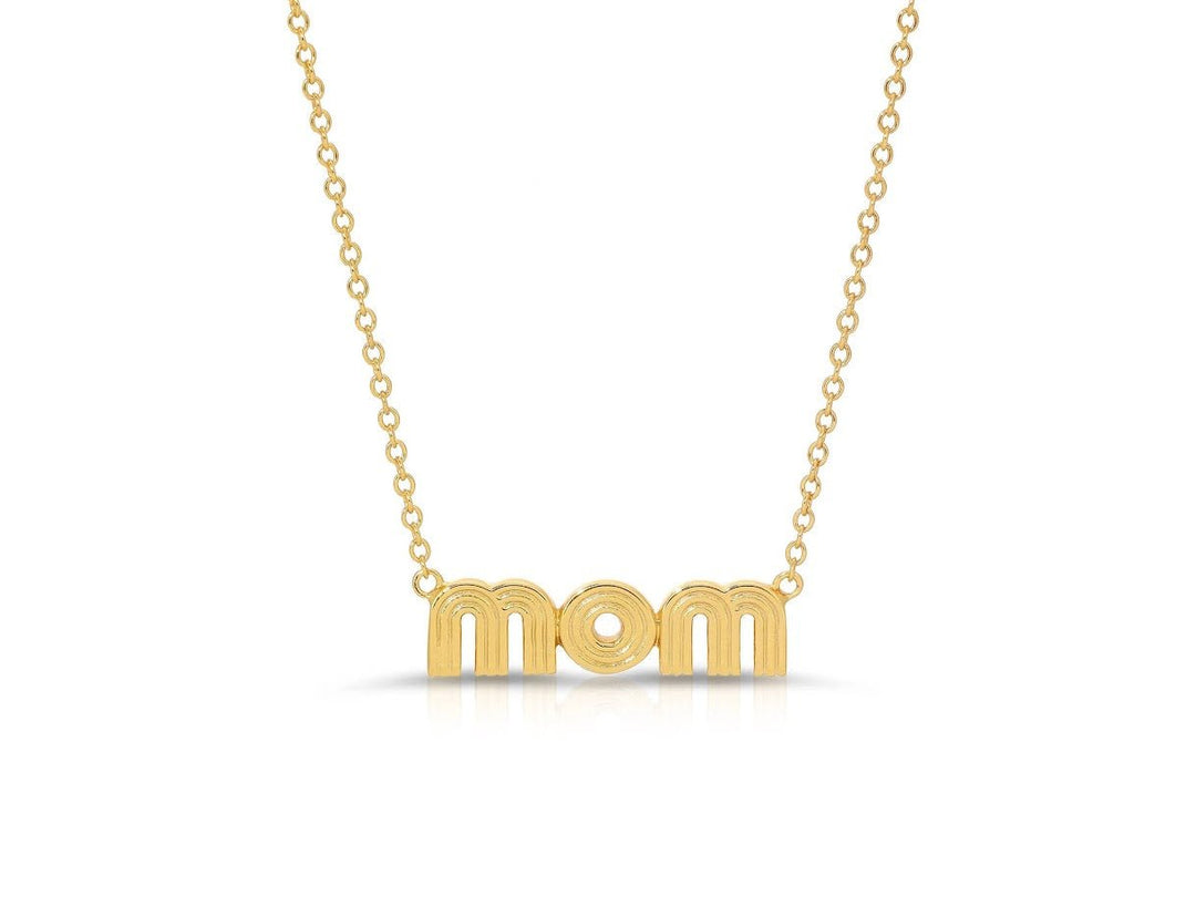 Gold Ridged "mom" Necklace