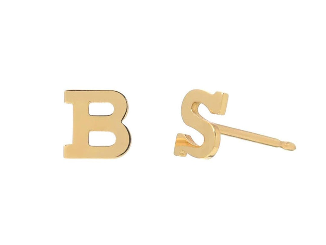 14k Gold Initials Stud Earrings