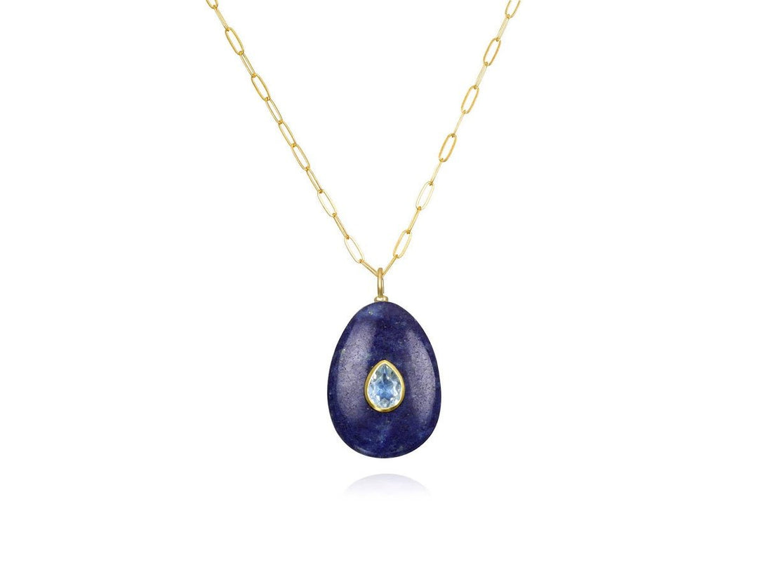 Lapis and Blue Topaz Charm Necklace