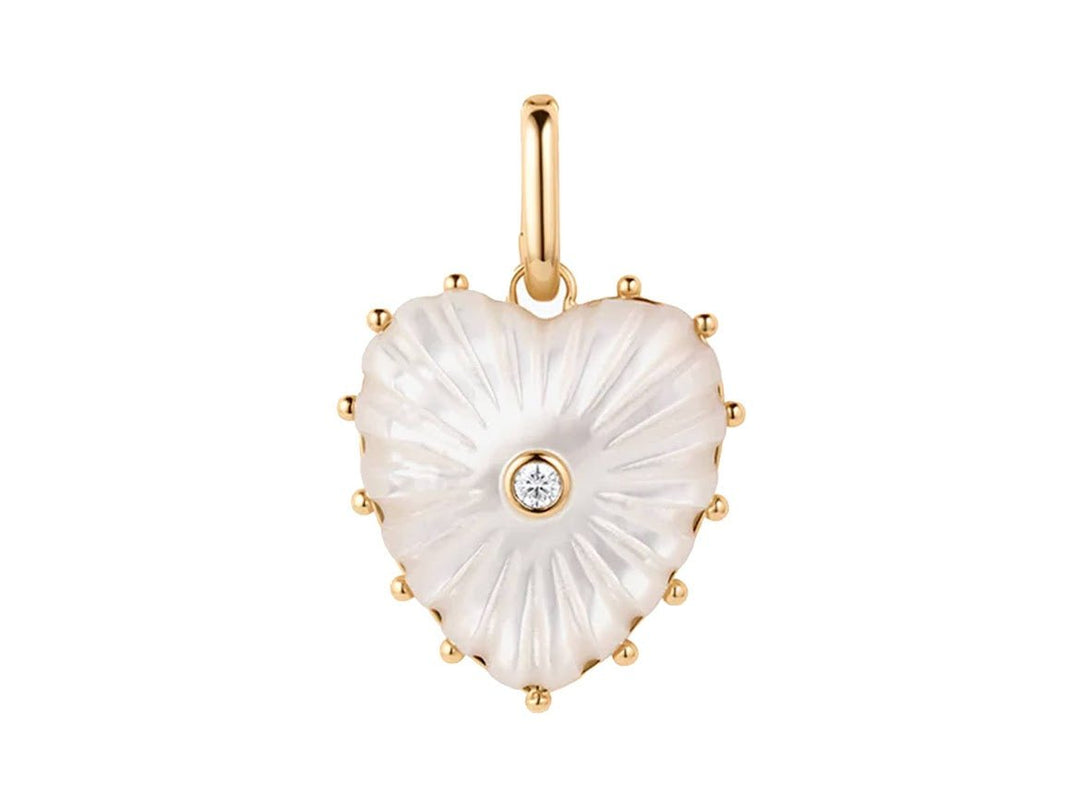 MOP Heart Charm with CZ and Clip