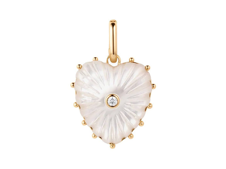 MOP Heart Charm with CZ and Clip