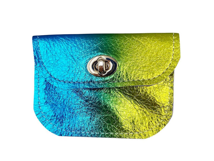 Small Ombre Gold/Blue Metallic Leather Wallet