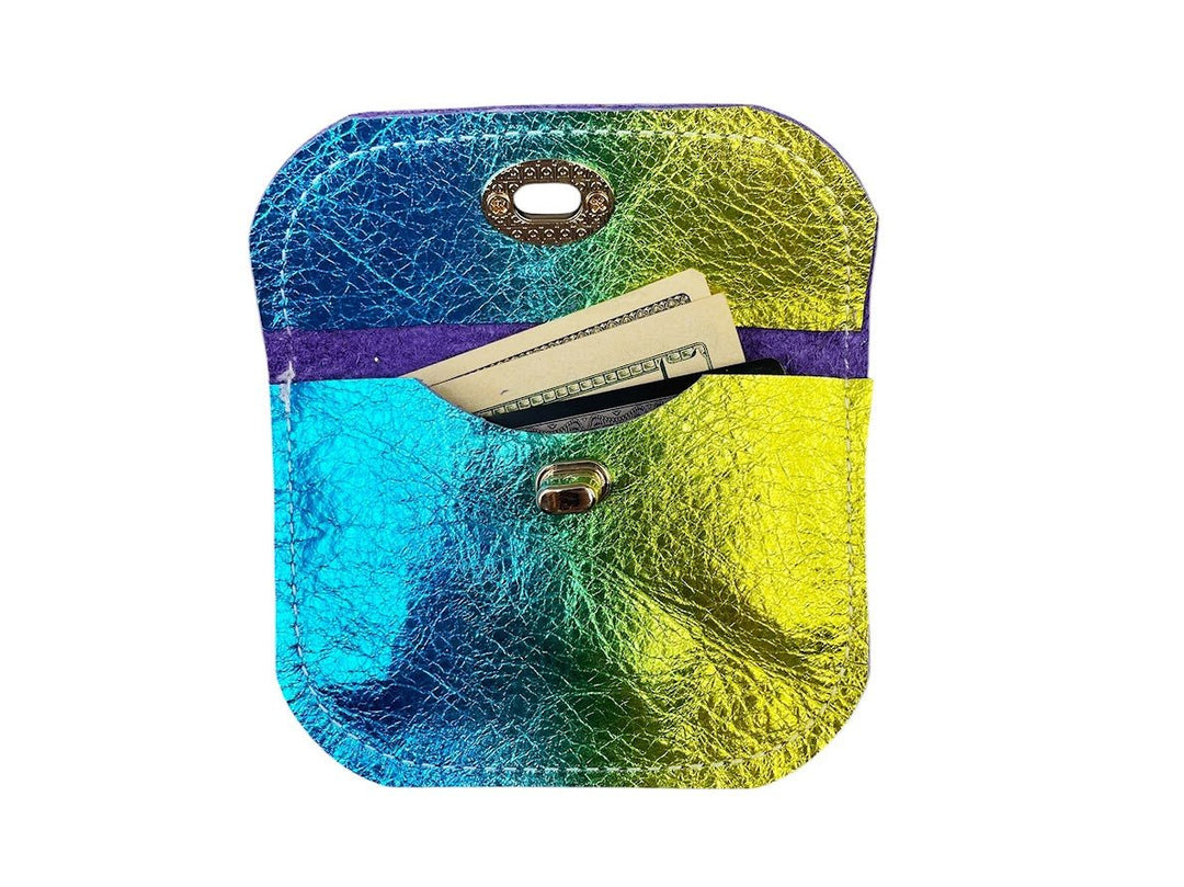 Small Ombre Gold/Blue Metallic Leather Wallet