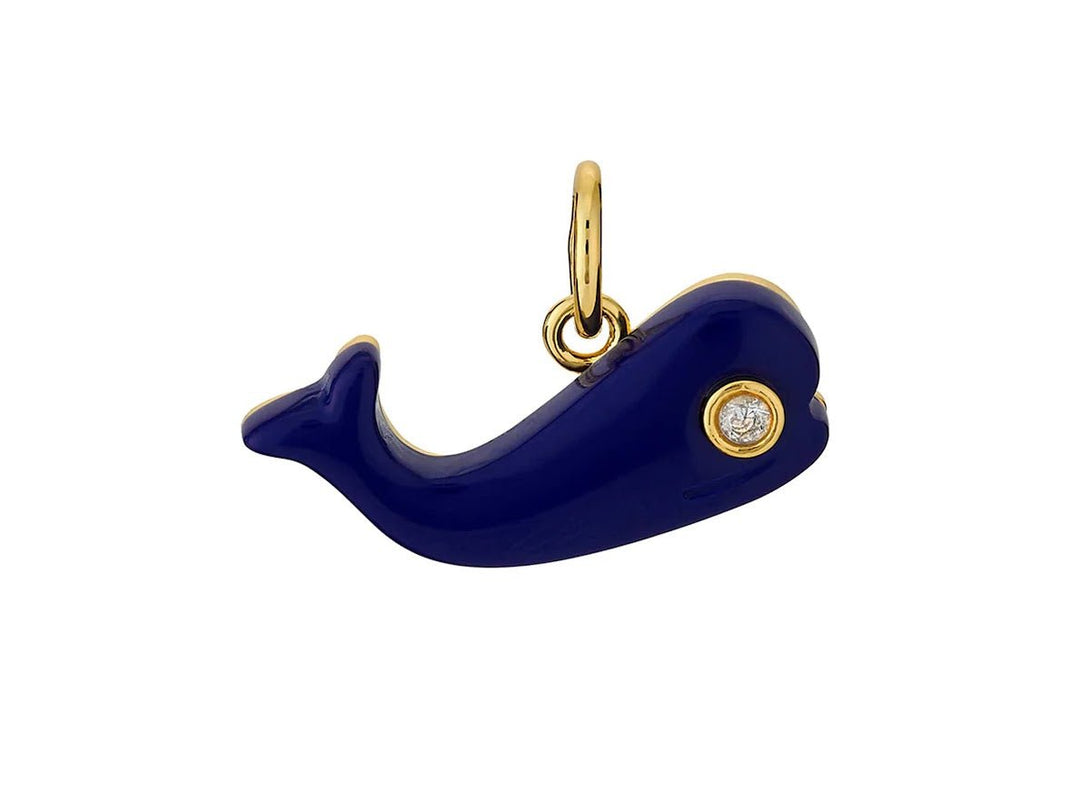 Lapis Whale Charm with CZ Eye