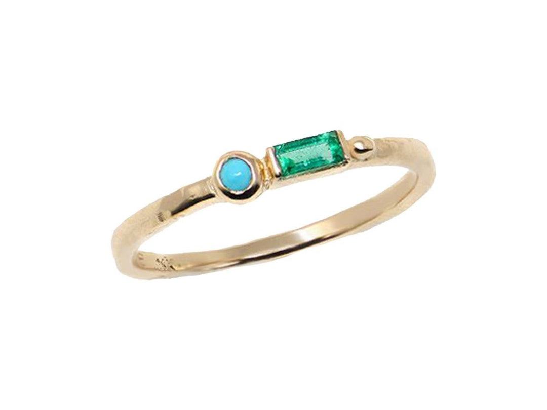 14k Band with Emerald and Turquoise