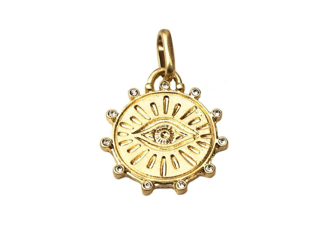 Rayed Evil Eye Charm with CZs