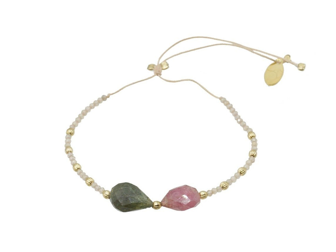 Cord Bracelet with CZs and Tourmaline