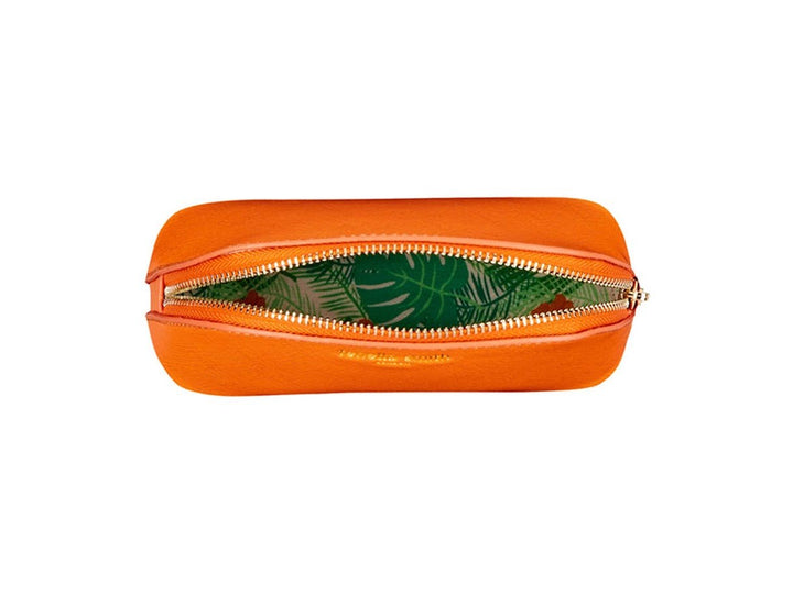 Orange Vegan Leather Oyster Cosmetic Case