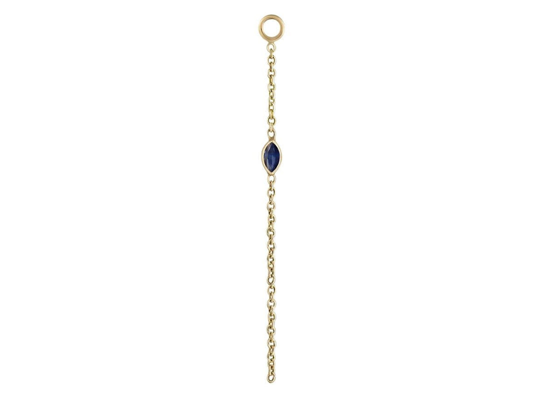 9k Marquis Blue Sapphire Chain Drop Charm