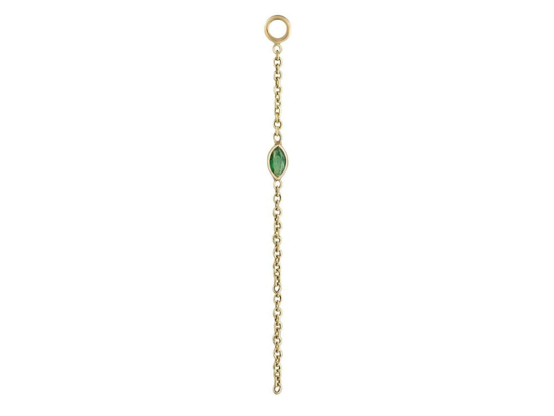 9k Marquis Emerald Chain Drop Charm