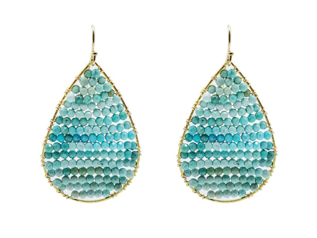 Turquoise Bead Teardrop Earrings