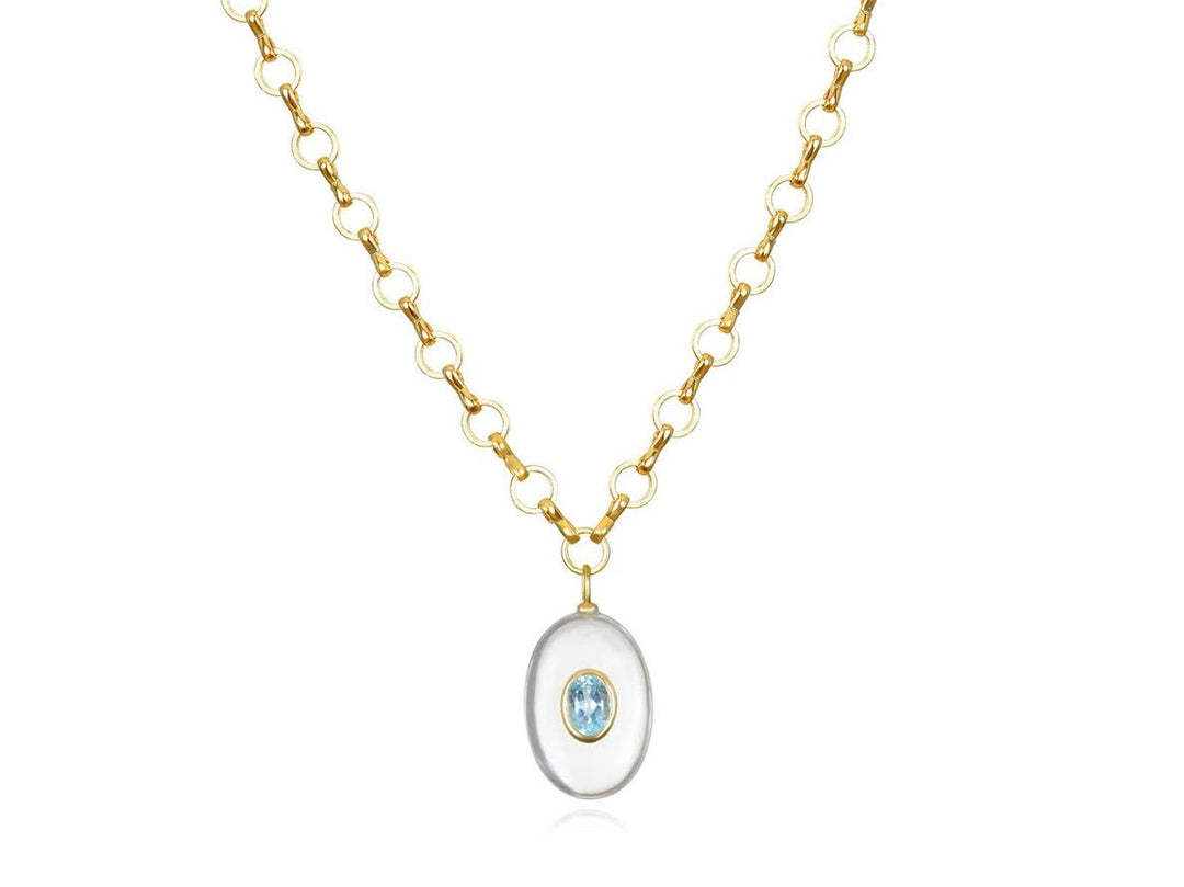 Quartz and Blue Topaz Charm Necklace