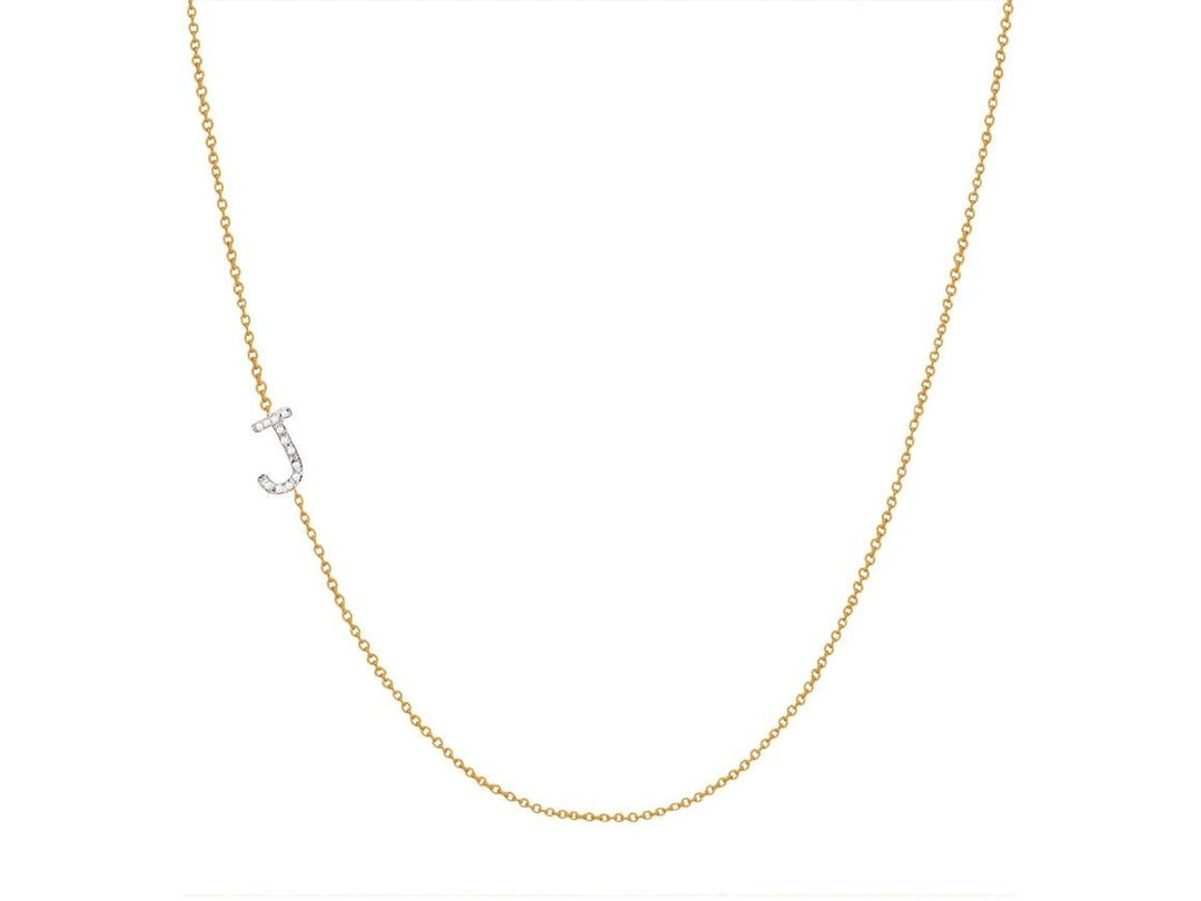 14k Diamond Asymmetrical Initial Necklace