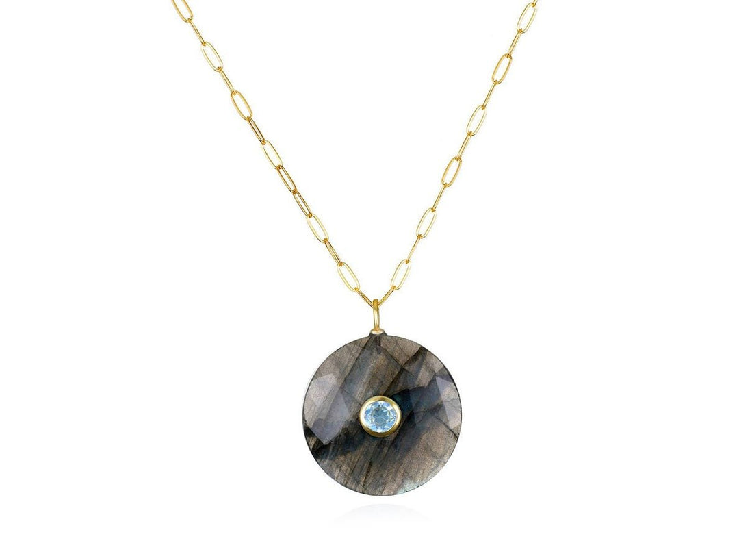 Labradorite and Blue Topaz Charm Necklace