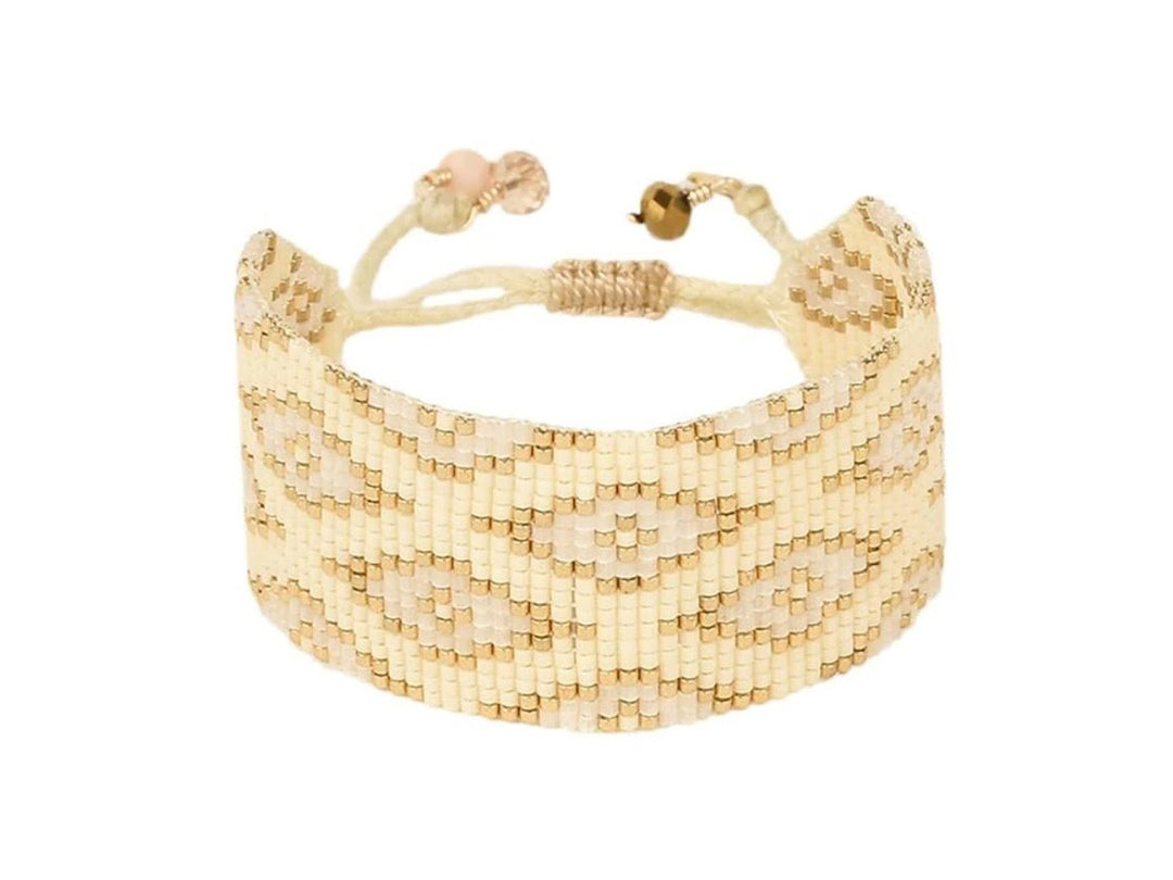 Natural and Pale Pink Beaded Evil Eye Bracelet