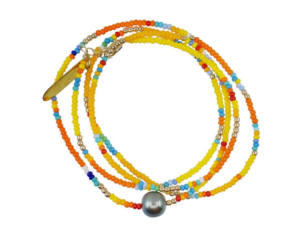 Sunset Seed Bead Bracelet with Tahitian Pearl