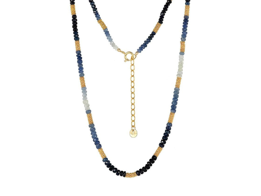 Sapphire and Gold Bead Strand Necklace