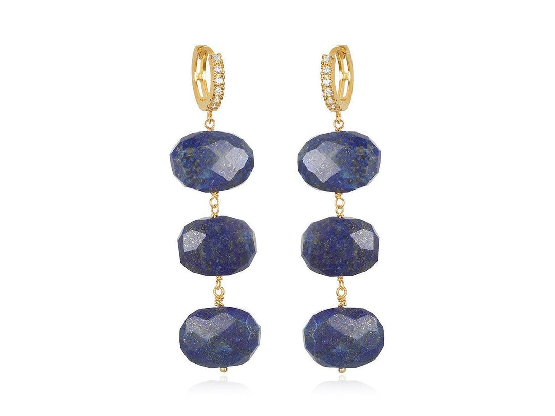 Faceted Lapis Drop Earrings
