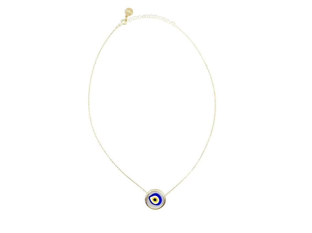 Clear Handpainted Evil Eye Necklace