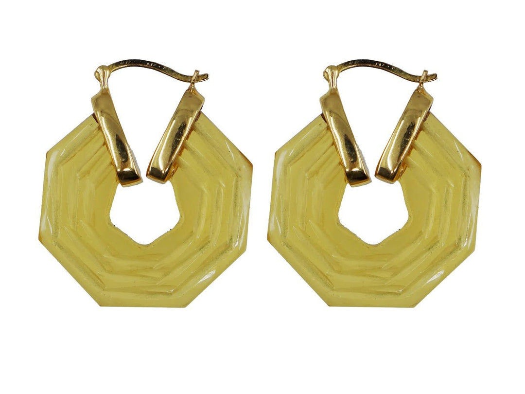 Citrine Crystal Hexagonal Hoops