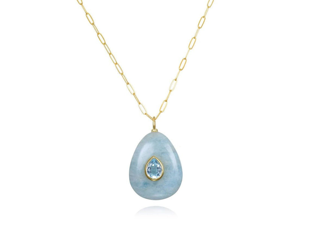 Aquamarine and Blue Topaz Charm Necklace