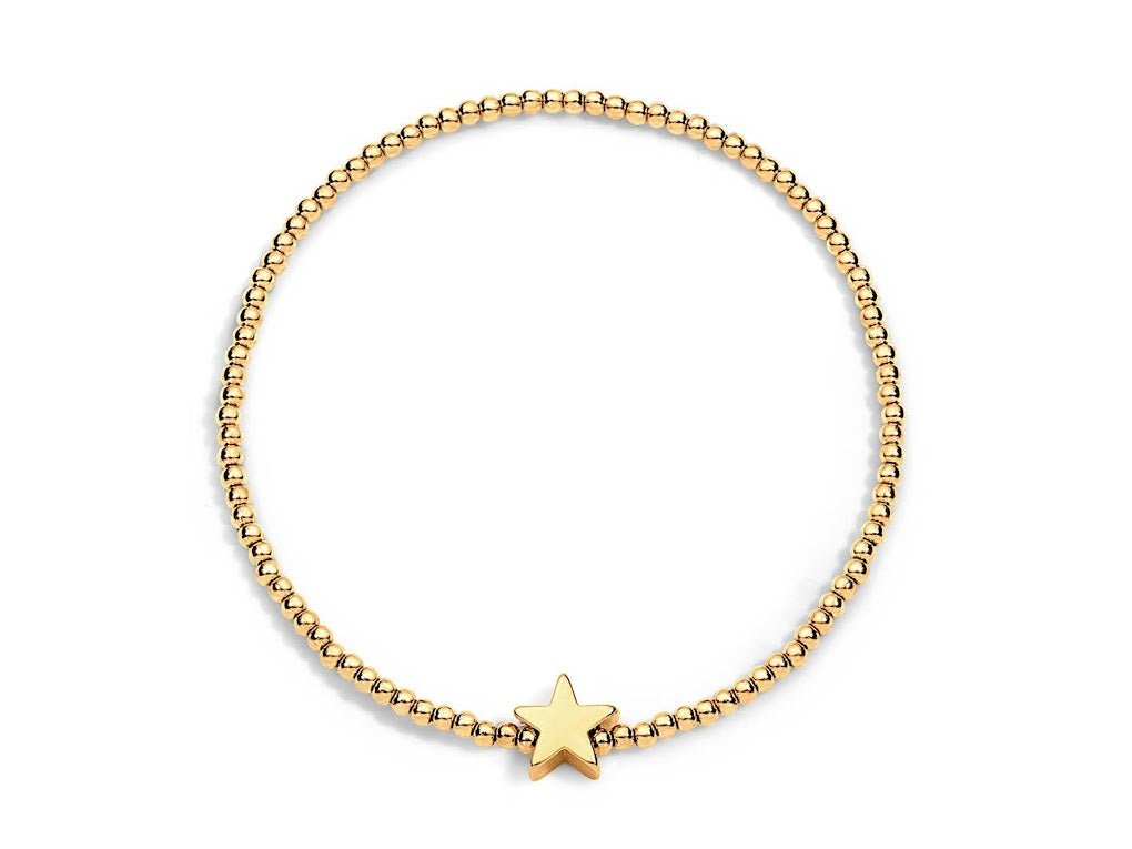 Gold Bead and Star Charm Bracelet