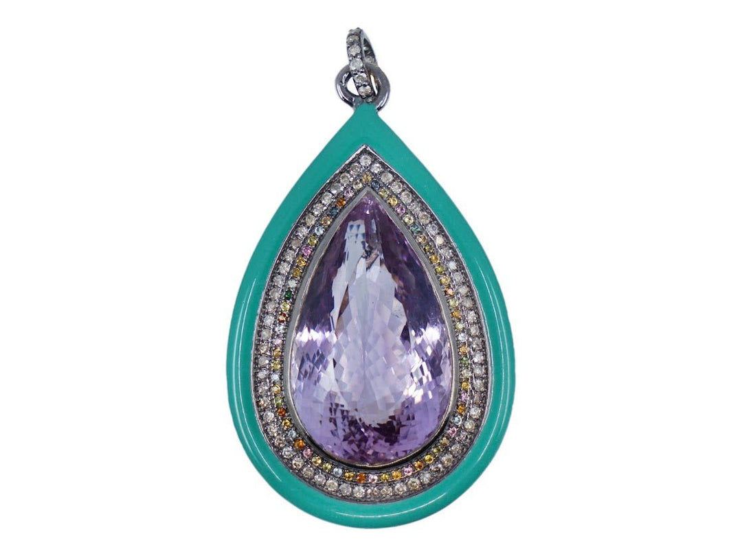 SS Amethyst Pendant with Multicolor Tourmaline and Diamonds
