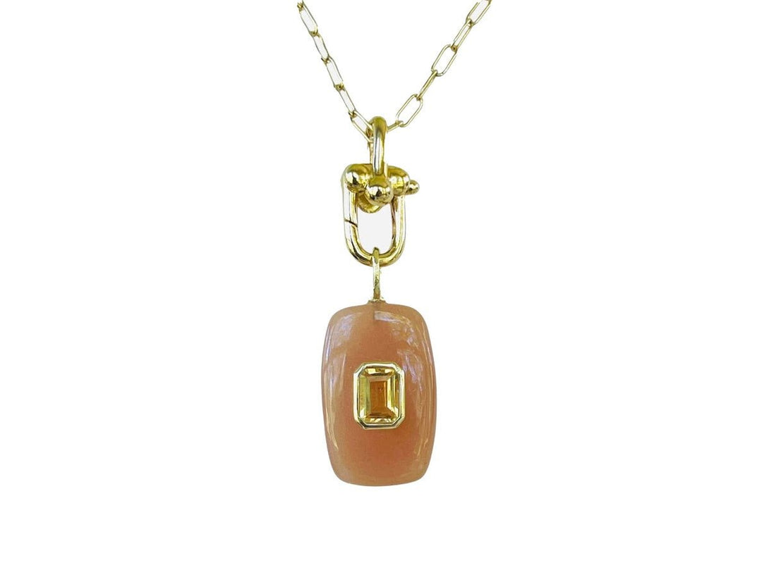 Red Agate and Citrine Charm Necklace