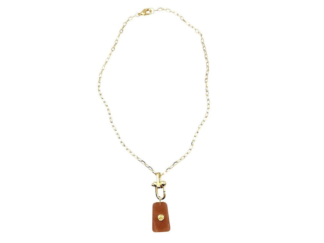 Red Agate and Citrine Charm Necklace