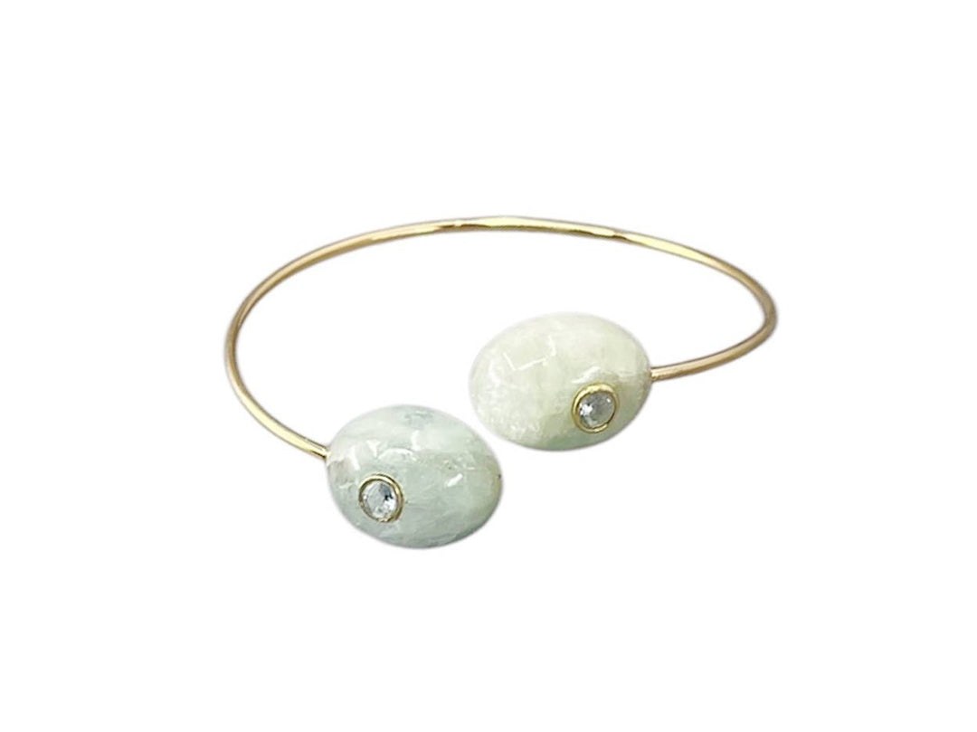 Double Aquamarine Cuff with White Topaz