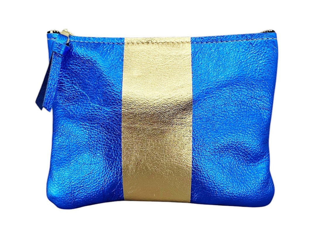 Royal Metallic Everyday Pouch with Gold Stripe
