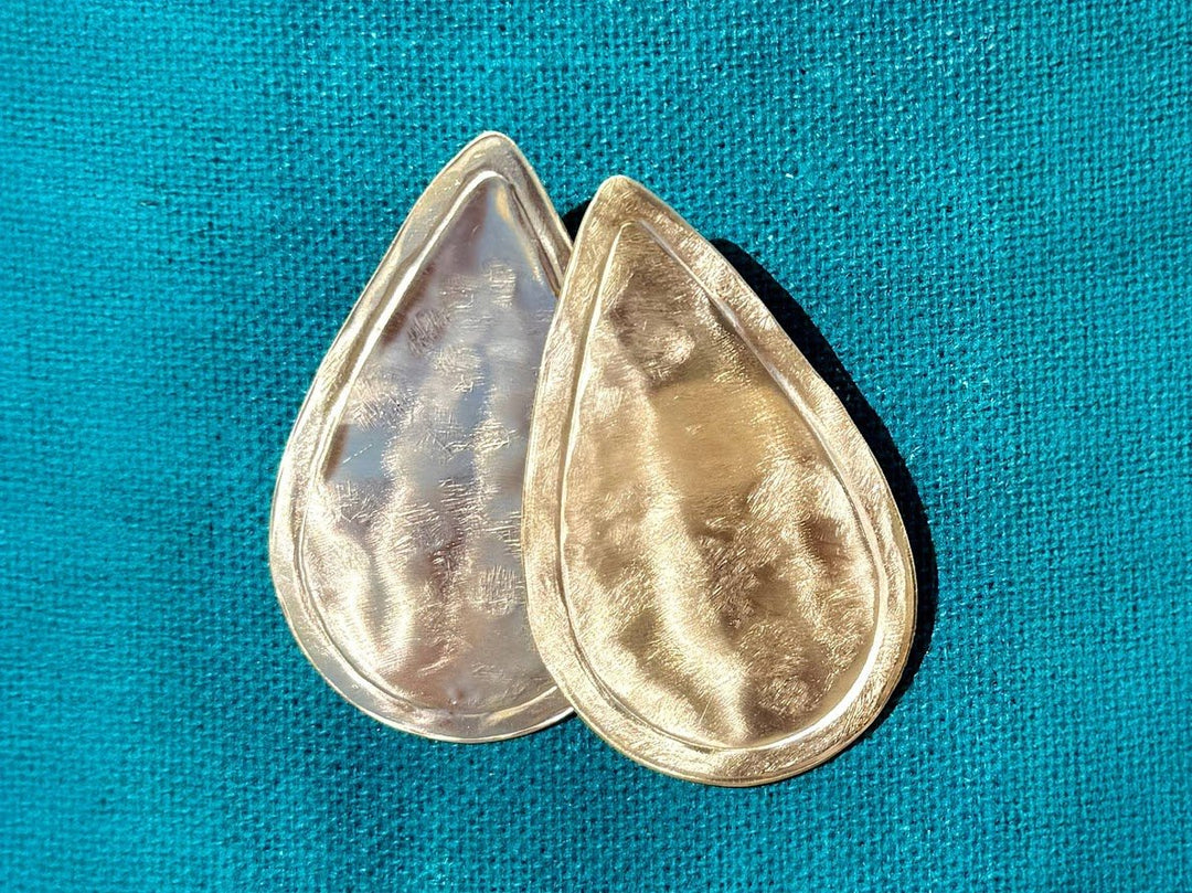 Brass Teardrop Stud Earrings