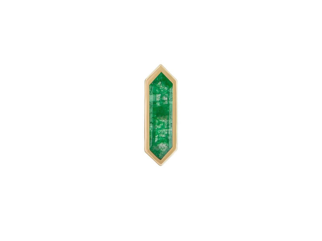 9k Mini Hexa Emerald Quartz Stud Earring