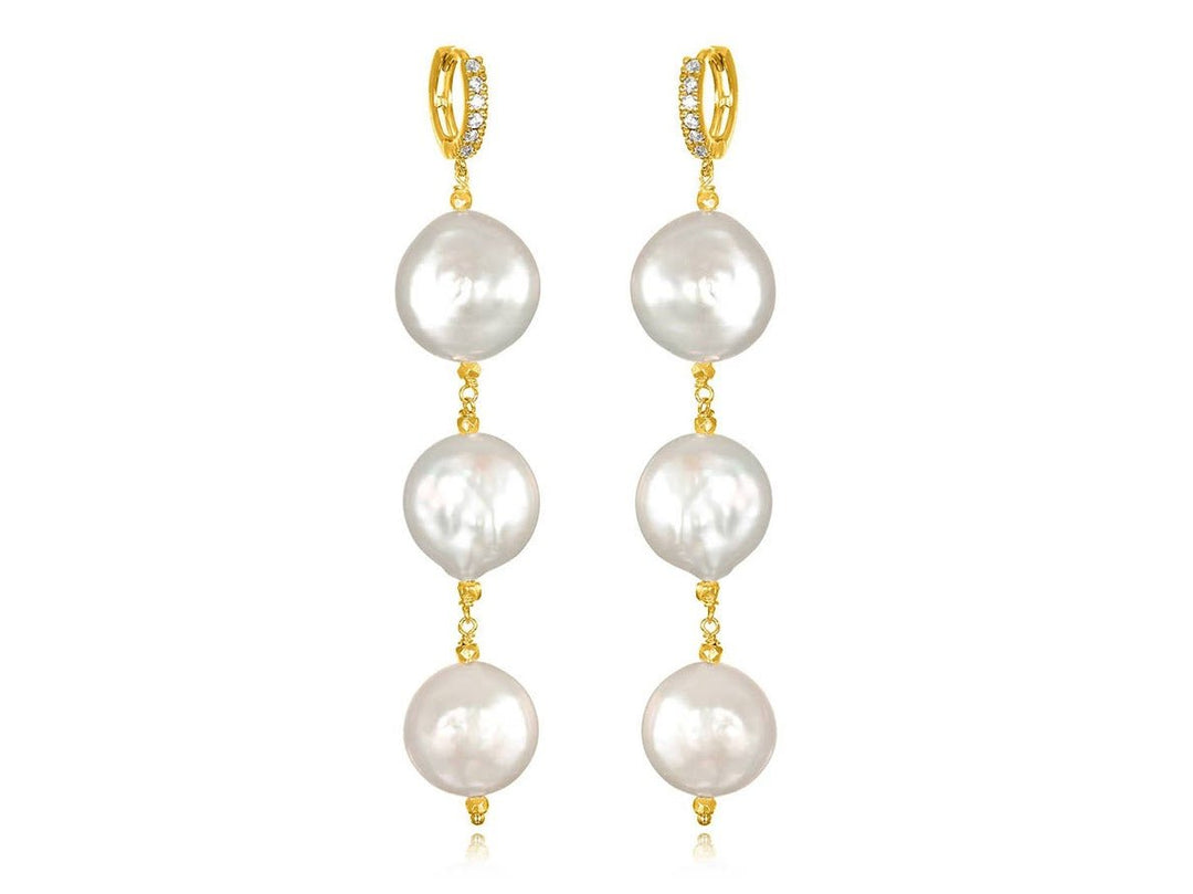 Freshwater Pearl Coin Drop Earrings