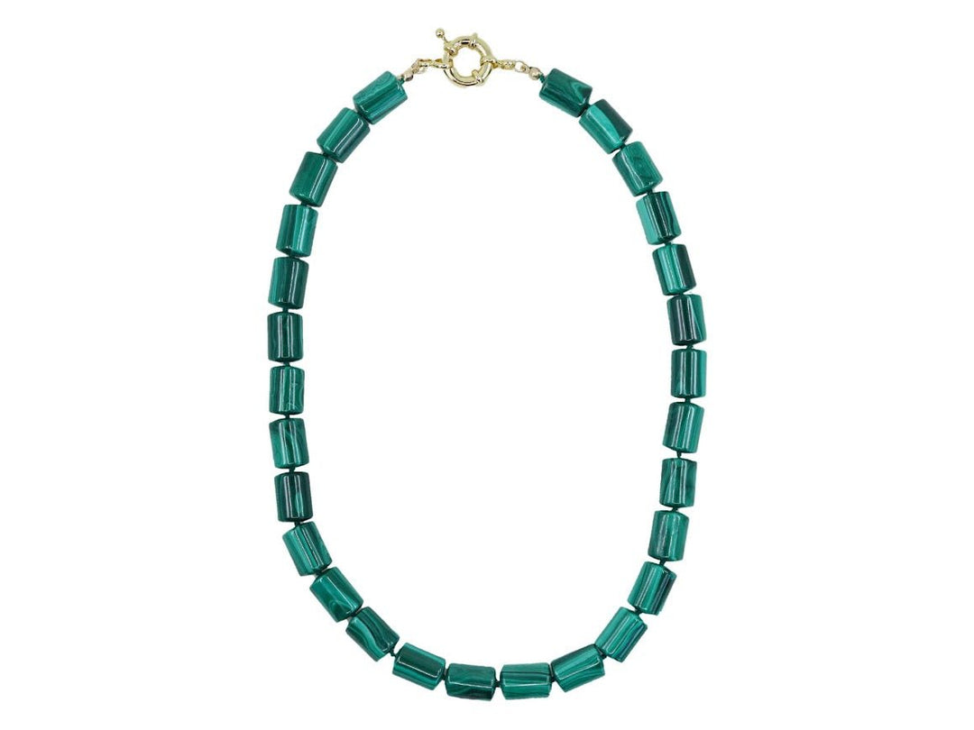 Malachite Tube Bead Strand Necklace