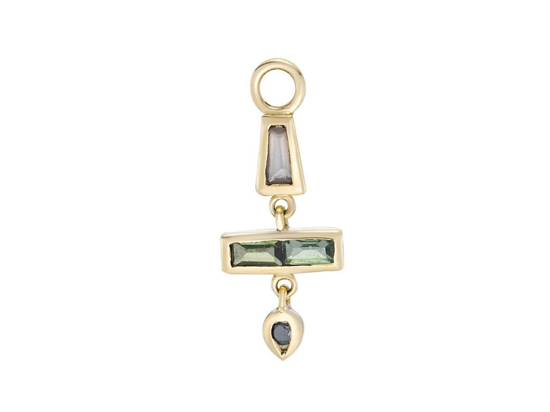 9k Moonstone, Tourmaline, and Diamond Charm