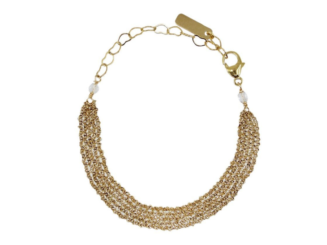 Gold Bi-Color Stripe Chain Bracelet
